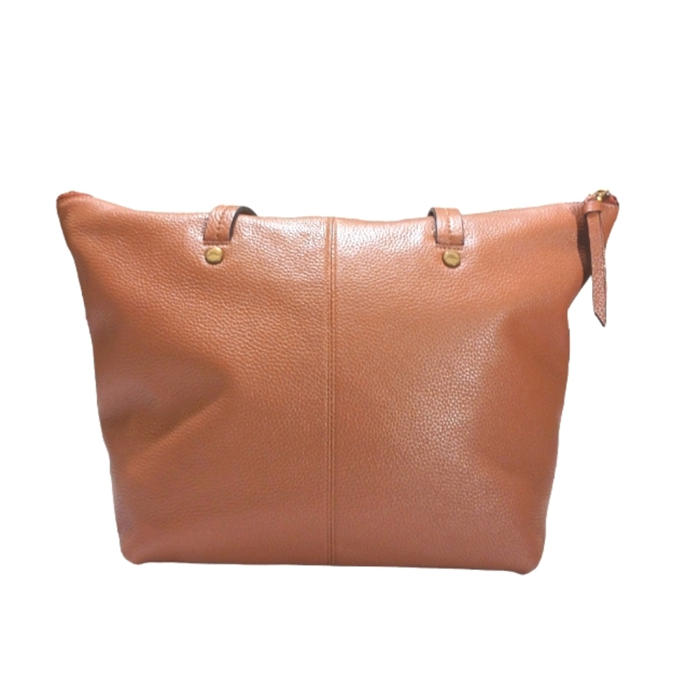 J Crew Pebbled Leather Shoulder Bag Tote Caramel/Cognac Brown Devon zip top